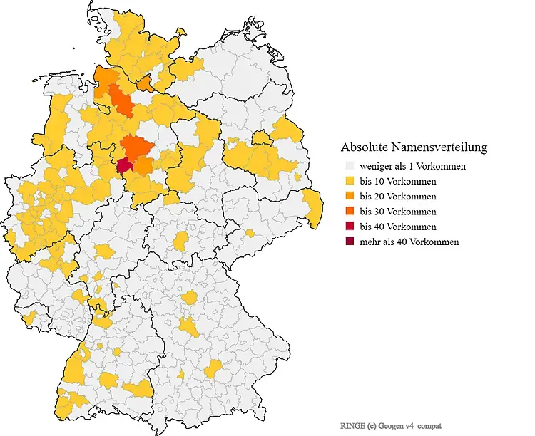 Karte Nachname Ringe Verteilung in Deutschland