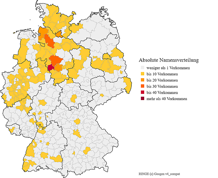 Karte Nachname Ringe Verteilung in Deutschland