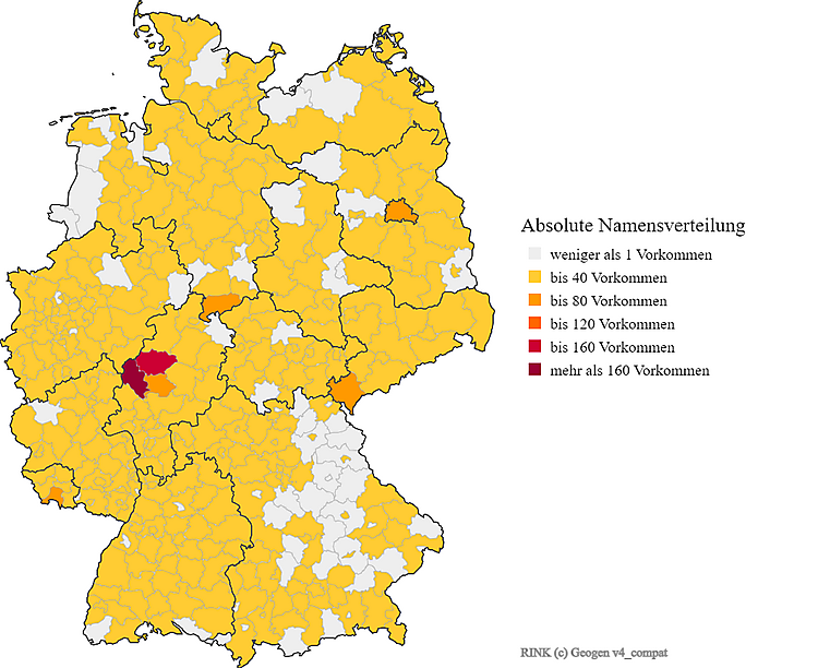 Nachname Rink Karte Verteilung in Deutschland