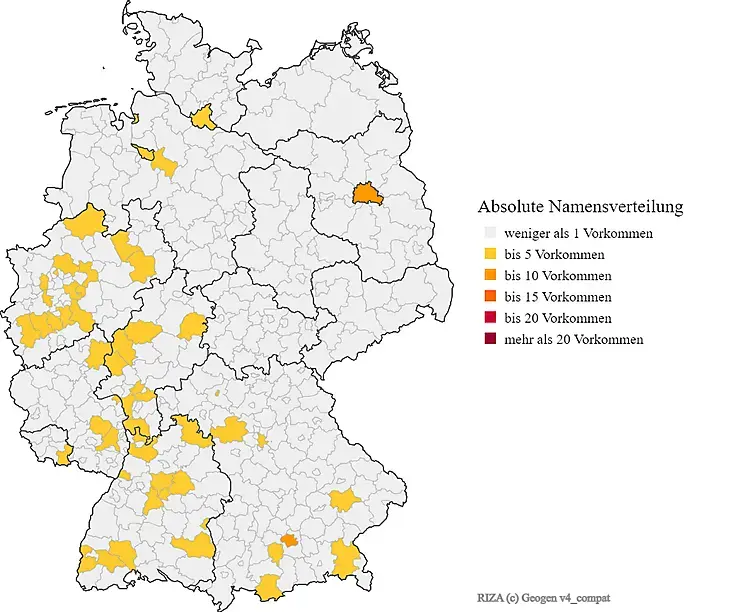 Nachname Riza Verteilung Karte in Deutschland
