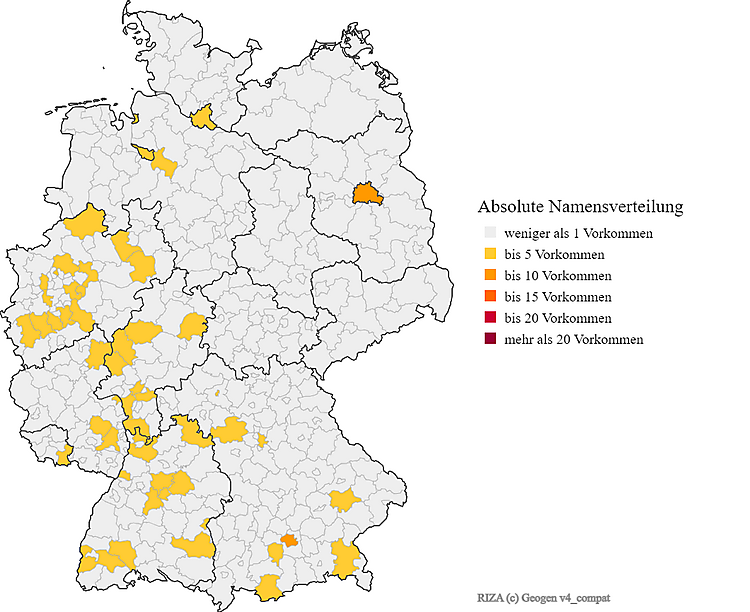 Nachname Riza Verteilung Karte in Deutschland