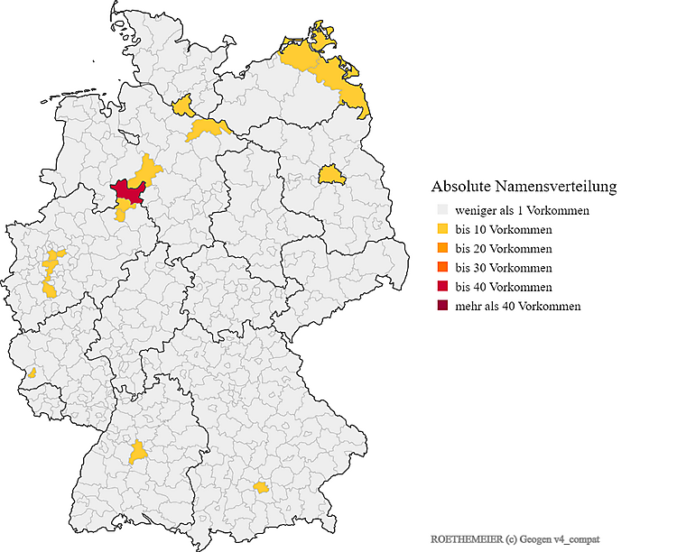 Nachname Röthemeier Karte Verteilung in Deutschland