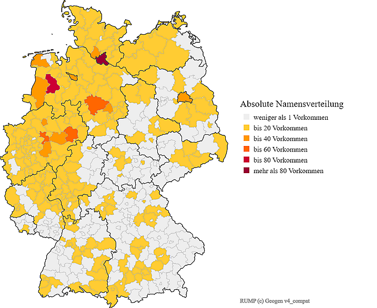 Karte Verteilung Nachname Rump Deutschland
