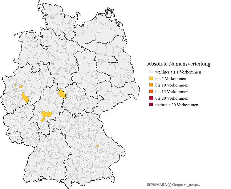 Karte Verteilung Nachname SCHAMARA in Deutschland