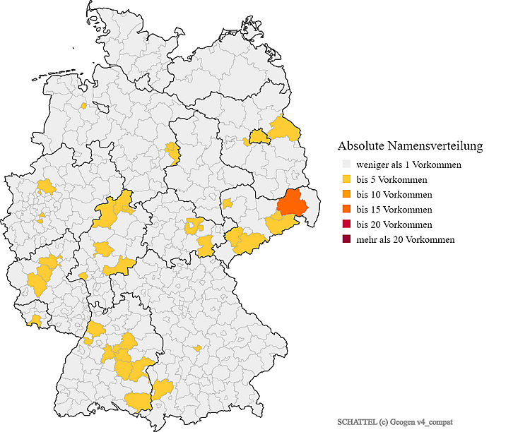 Nachname Schattel Karte Verteilung in Deutschland