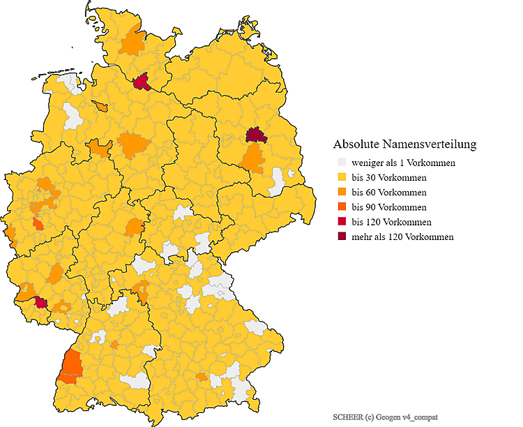 Nachname Scheer Karte Verteilung in Deutschland
