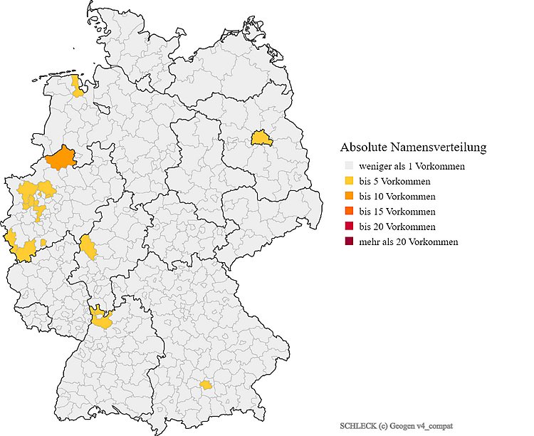 Nachname Schleck Karte Verteilung in Deutschland
