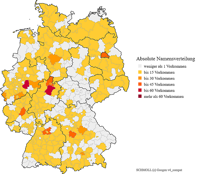 Nachname Schmoll Karte Verteilung in Deutschland