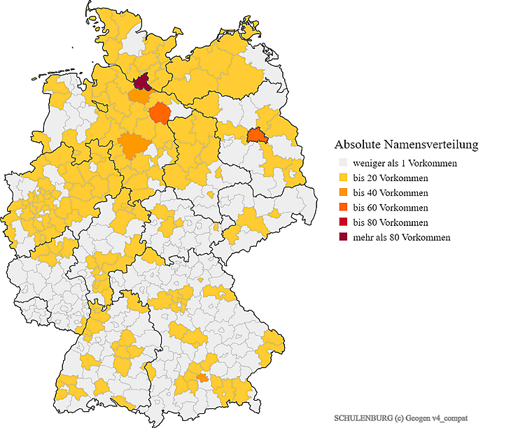Nachname Schulenburg Verteilung in Deutschland