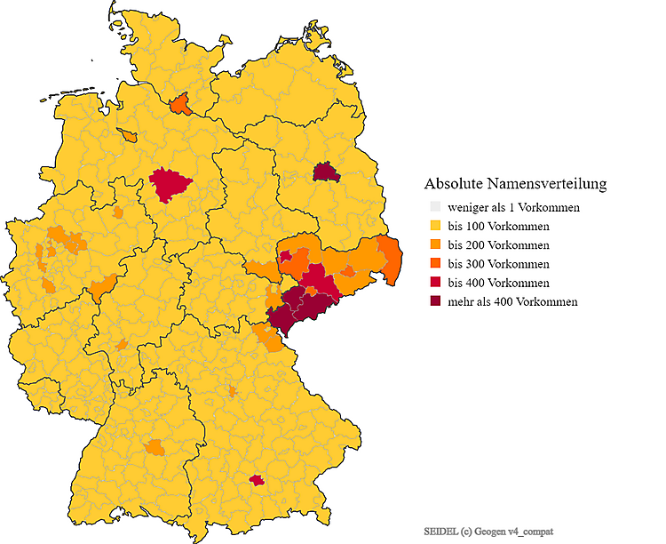 Nachname Seidel Verteilung in Deutschland