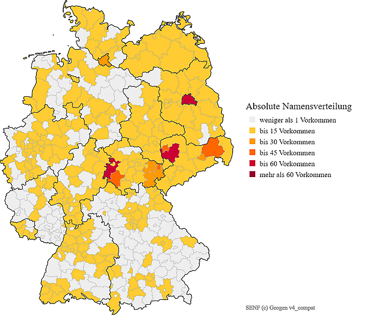 Nachname Senf Karte Verteilung in Deutschland