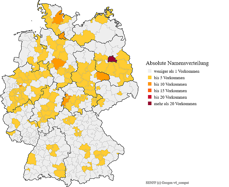 Karte Verteilung Senff in Deutschland