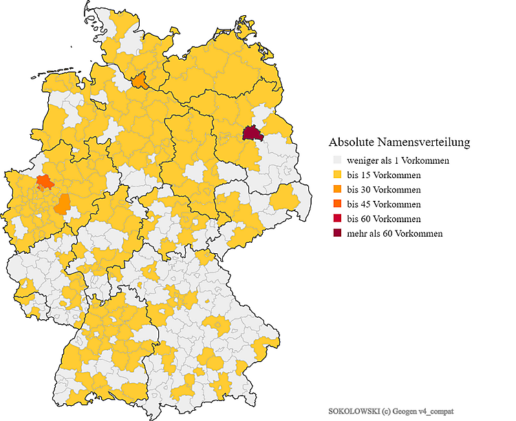 Nachname Sokolowski Verteilung Deutschland Karte