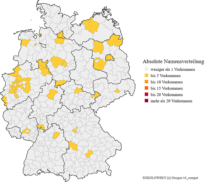 Verteilung Nachname Sokolowsky in Deutschland