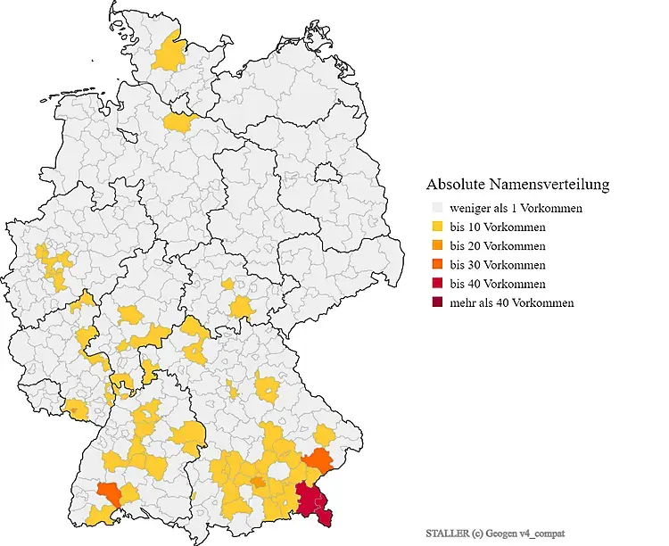 Nachname Staller Karte Verteilung in Deutschland