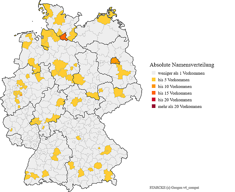 Karte Nachname Starcke Verteilung in Deutschland