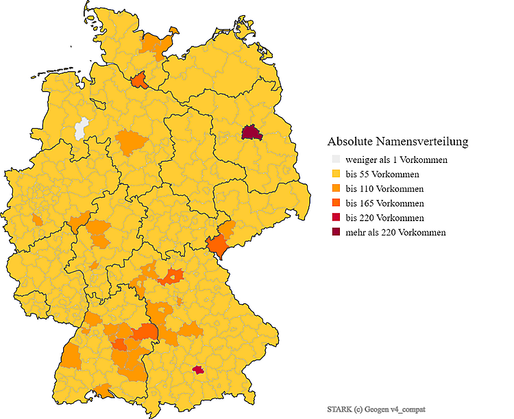 Nachname Stark Karte Verteilung in Deutschland