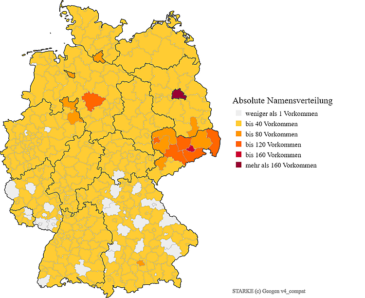Karte Nachname Starke Verteilung in Deutschland