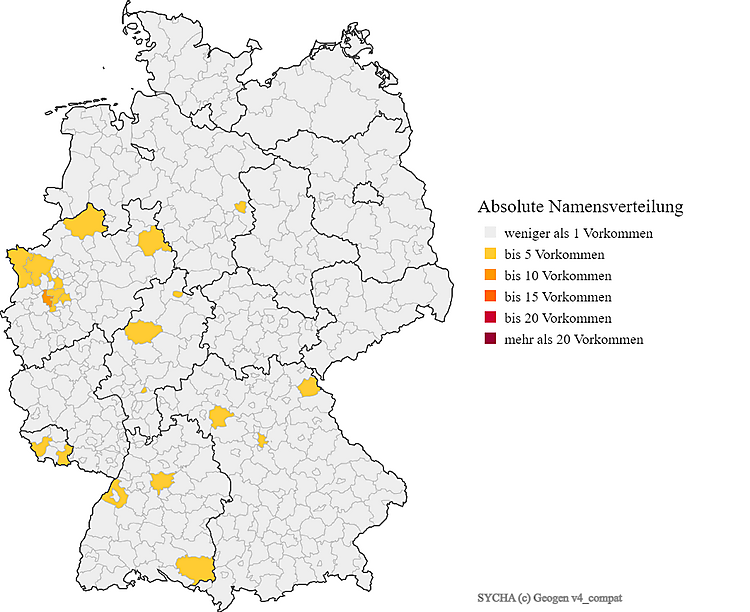 Karte Verteilung Nachname SYCHA in Deutschland