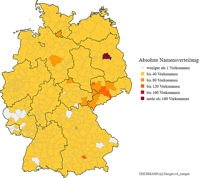 Nachname Teichmann Karte Verteilung in Deutschland