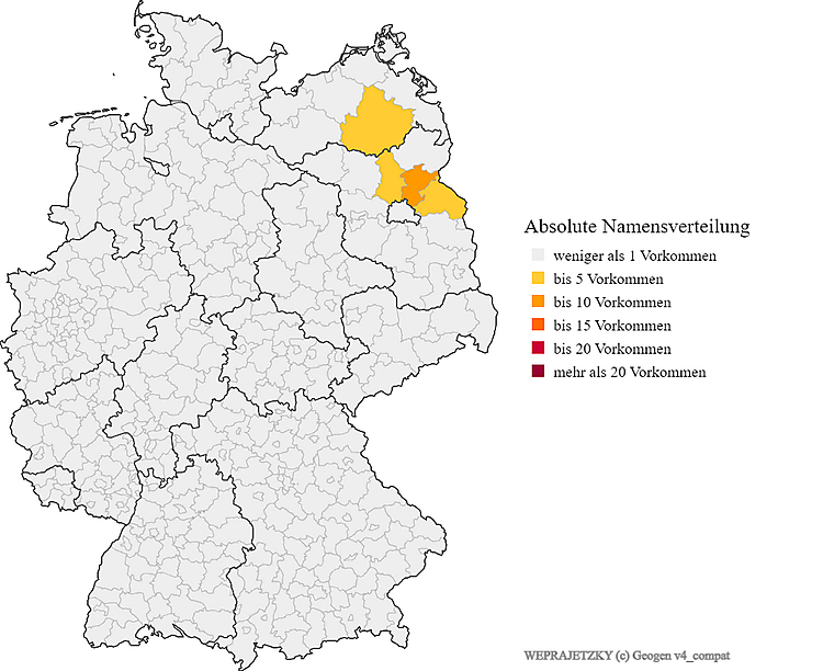 Karte Verteilung Nachname Weprajetzky Deutschland
