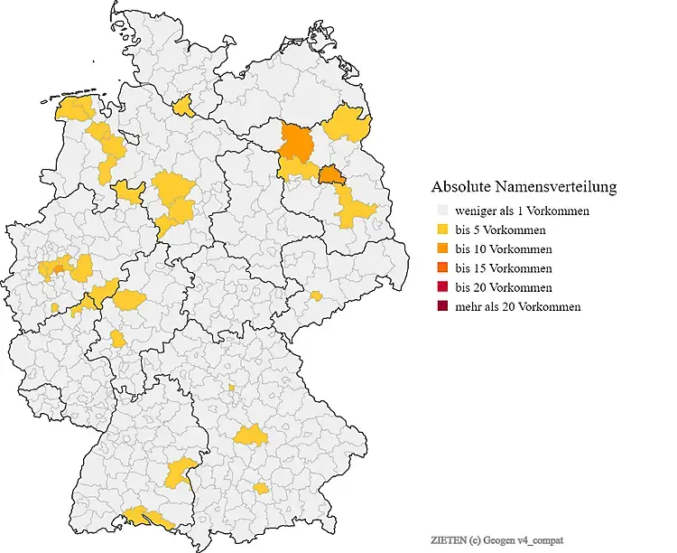 Nachname Zieten Karte Verteilung in Deutschland